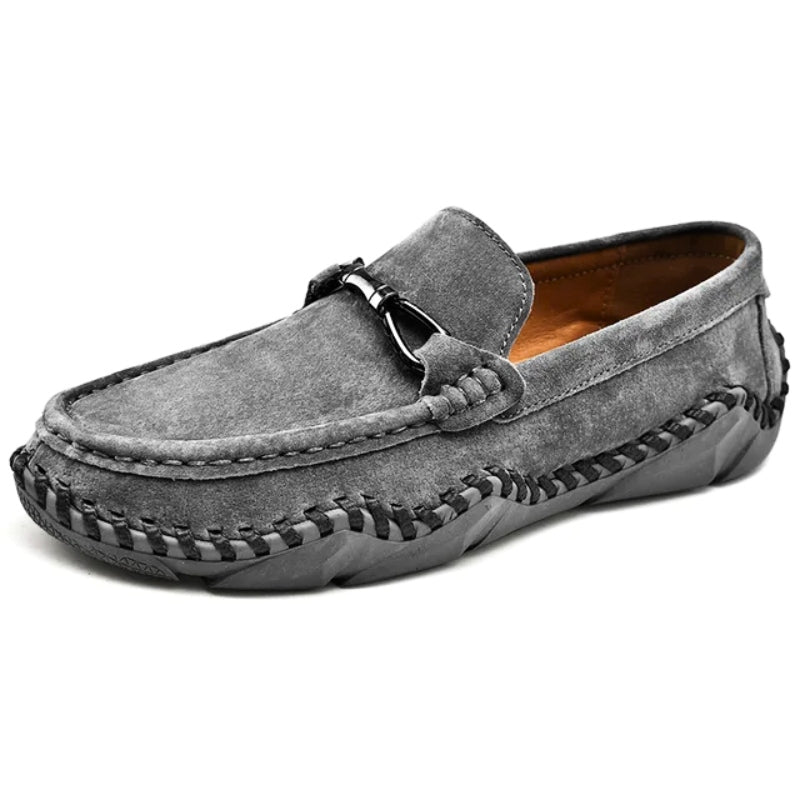 Frederick | Mens Suede Buckle Stitch Detail Loafers
