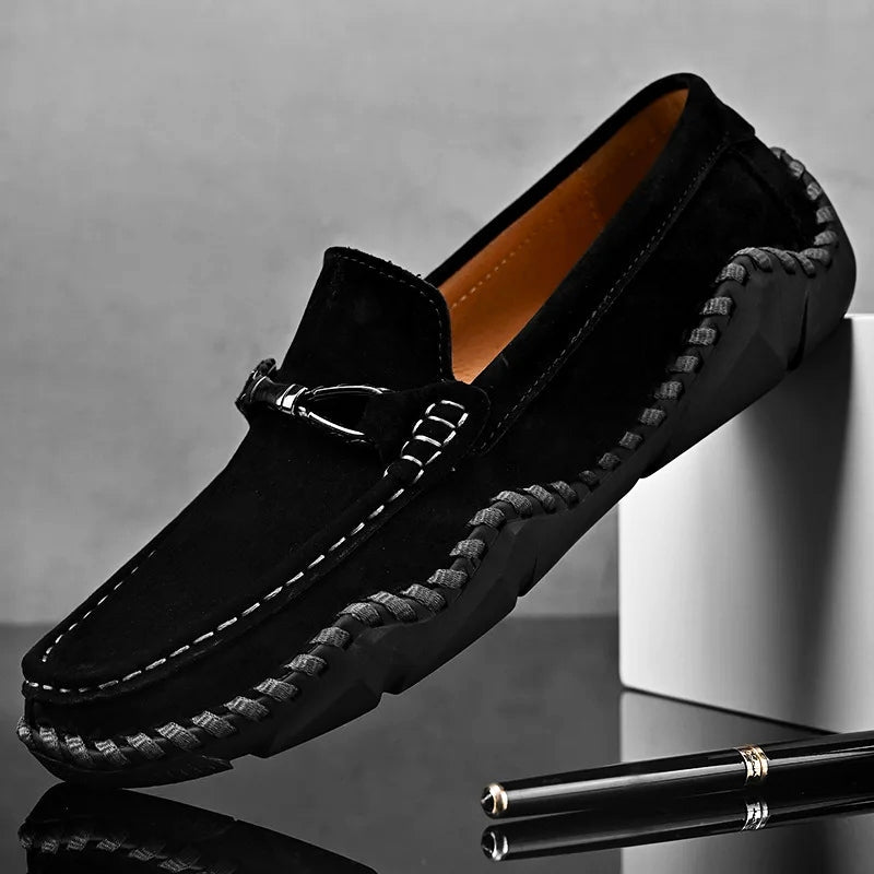 Frederick | Mens Suede Buckle Stitch Detail Loafers