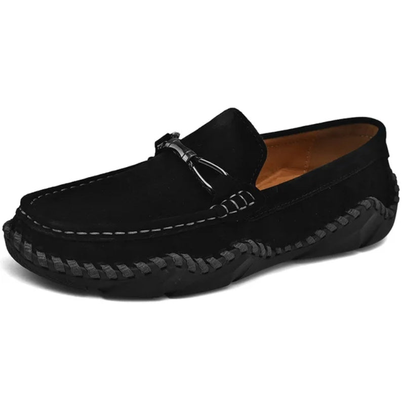 Frederick | Mens Suede Buckle Stitch Detail Loafers