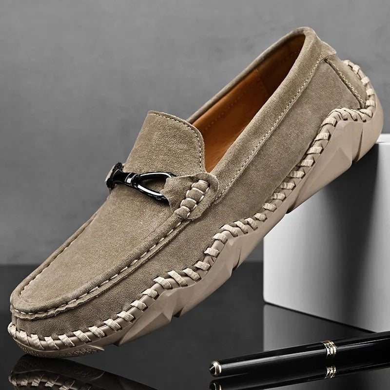 Frederick | Mens Suede Buckle Stitch Detail Loafers