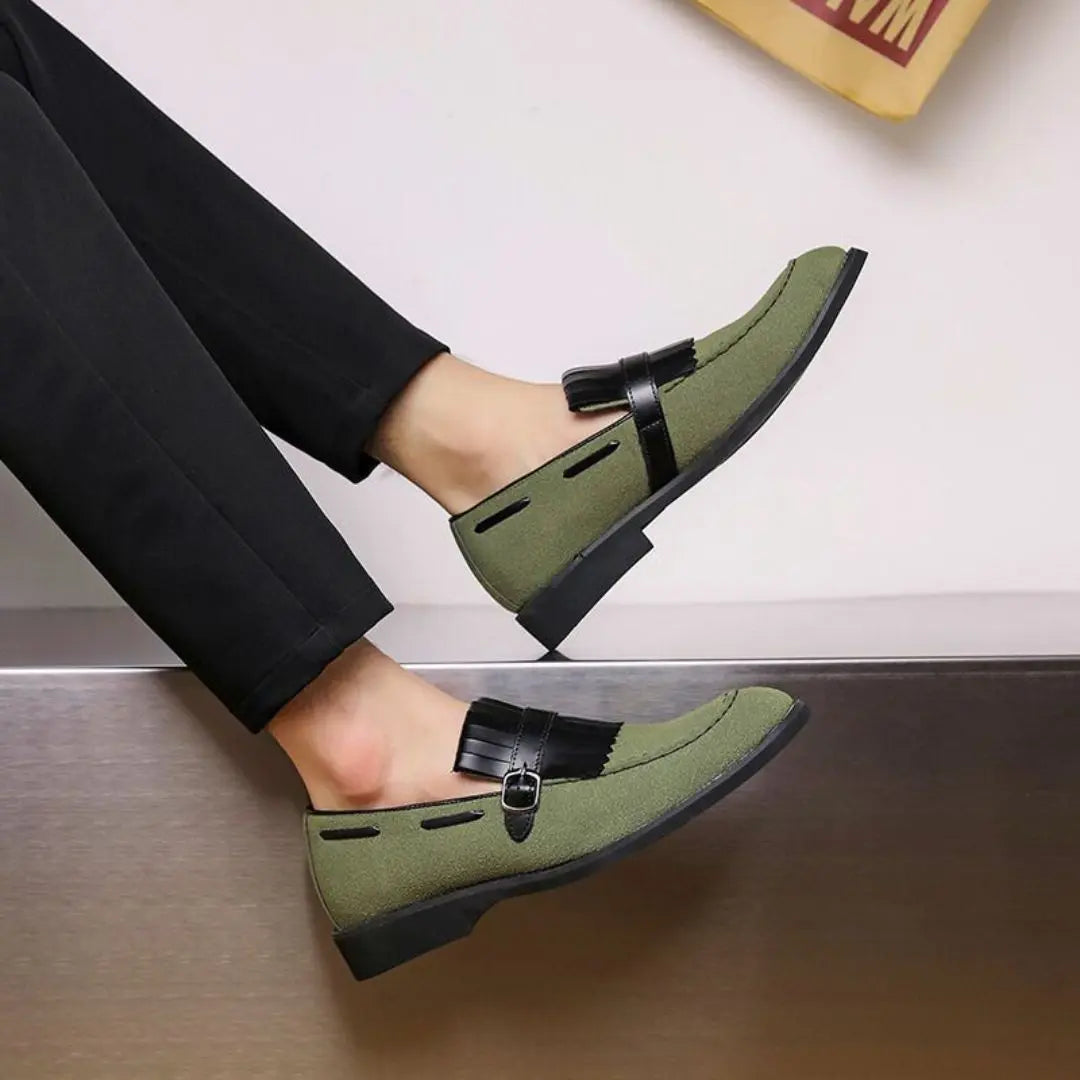 Maximilian | Mens Suede Kiltie Fringe Buckle Loafers