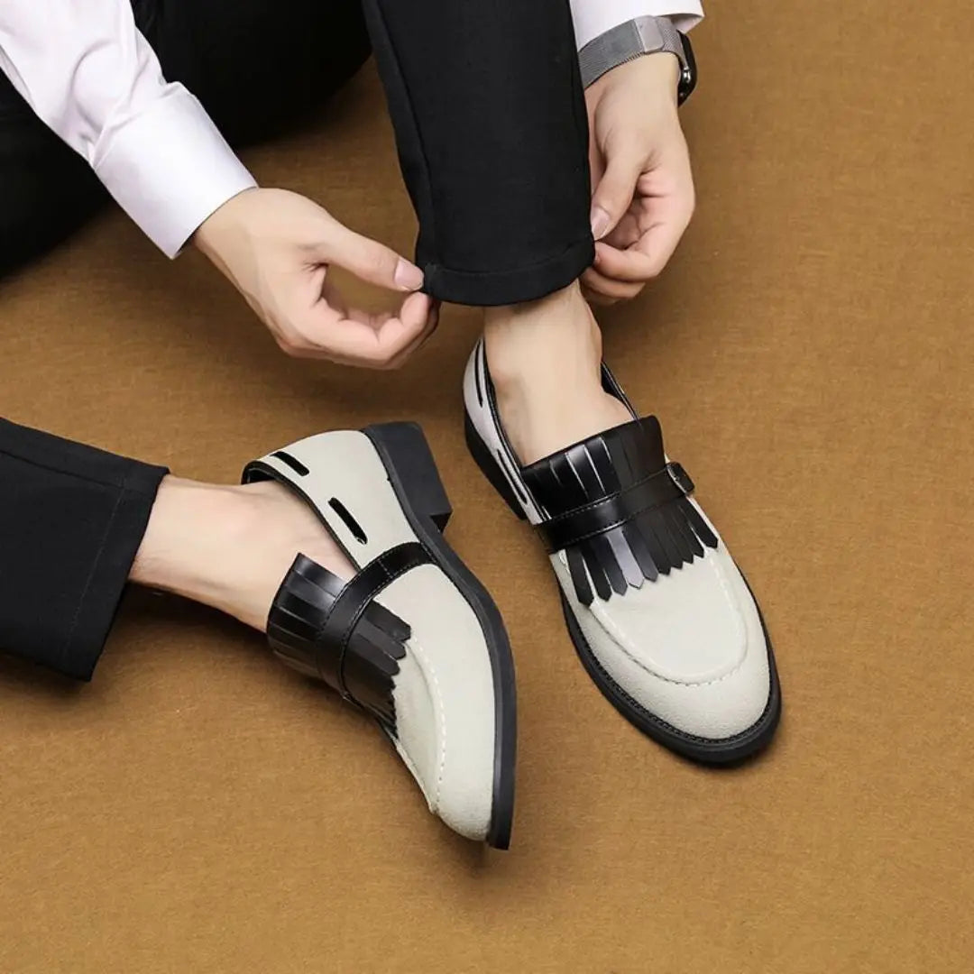 Maximilian | Mens Suede Kiltie Fringe Buckle Loafers