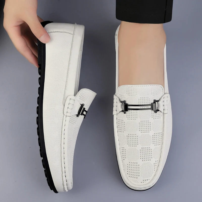 Enzo | Mens Textured Buckle Slip-On Loafers