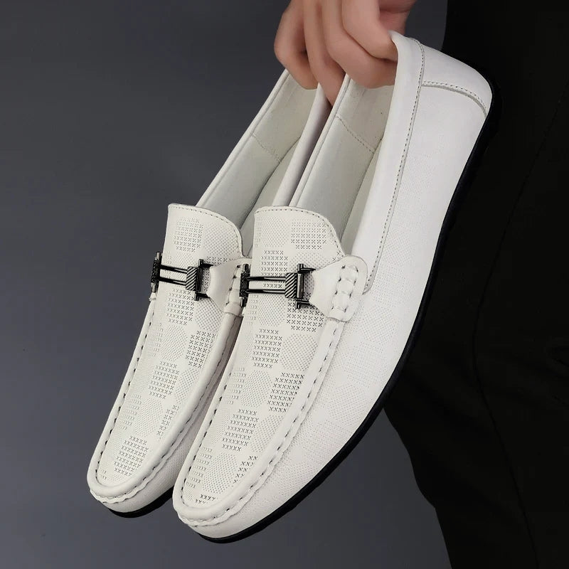 Enzo | Mens Textured Buckle Slip-On Loafers