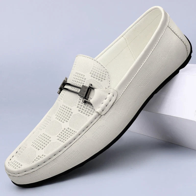 Enzo | Mens Textured Buckle Slip-On Loafers