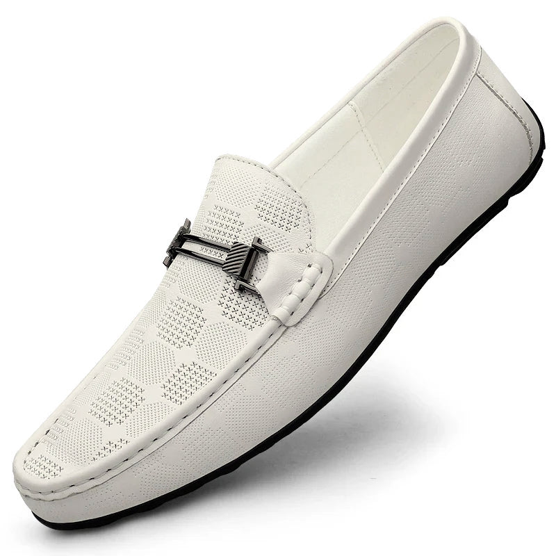 Enzo | Mens Textured Buckle Slip-On Loafers