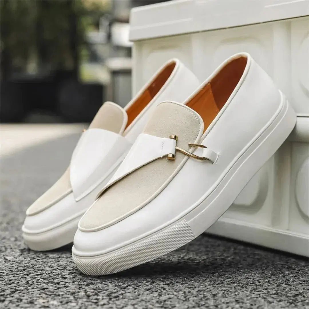 Theodore | Mens Two-Tone Platform Buckle Loafers