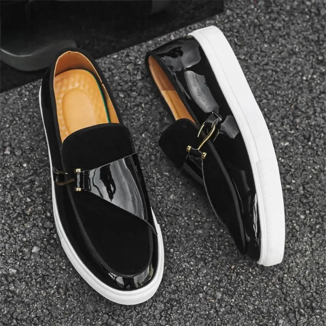 Theodore | Mens Two-Tone Platform Buckle Loafers