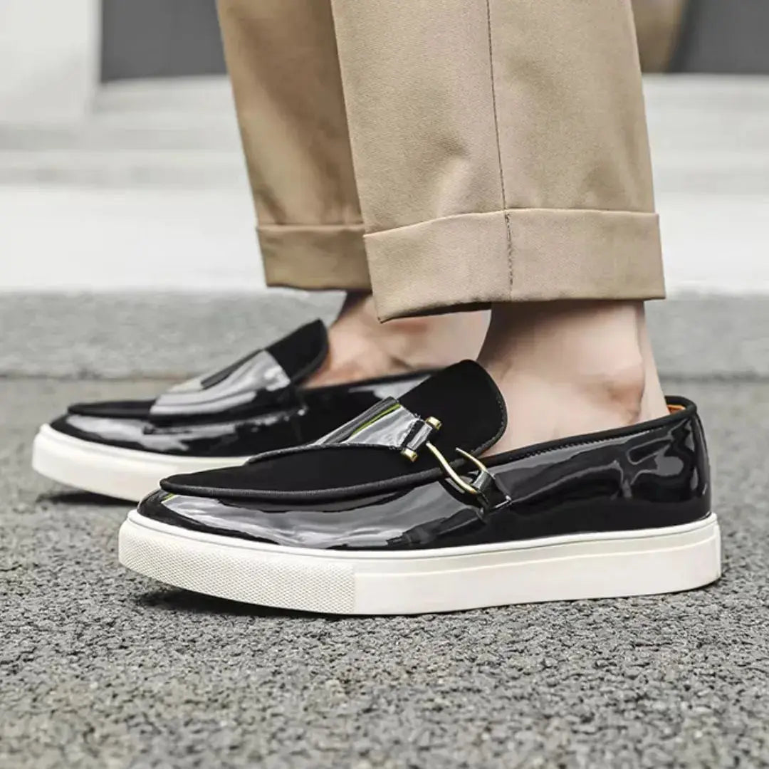 Theodore | Mens Two-Tone Platform Buckle Loafers