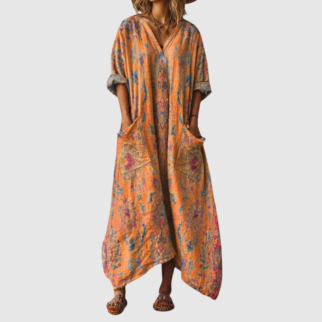 Solenya | Womens Paisley Print Pocket Maxi Dress