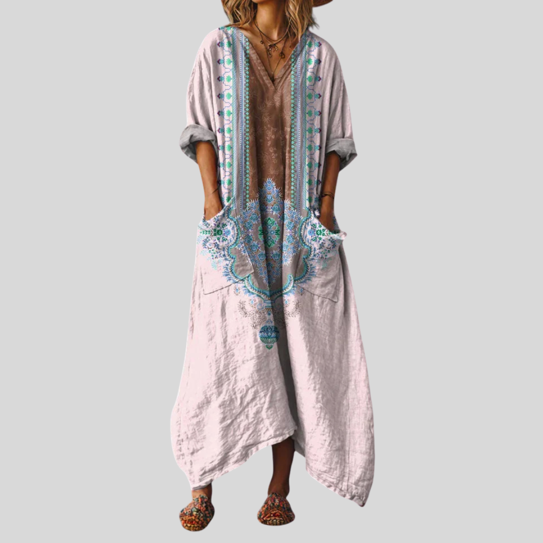 Solenya | Womens Paisley Print Pocket Maxi Dress