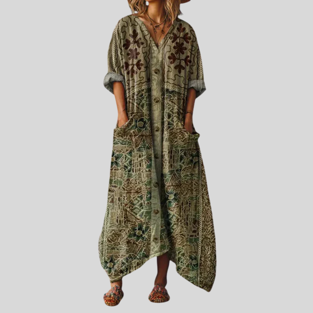 Solenya | Womens Paisley Print Pocket Maxi Dress