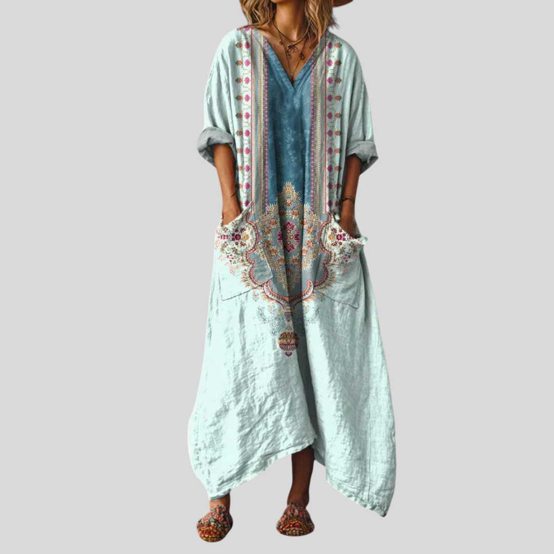 Solenya | Womens Paisley Print Pocket Maxi Dress