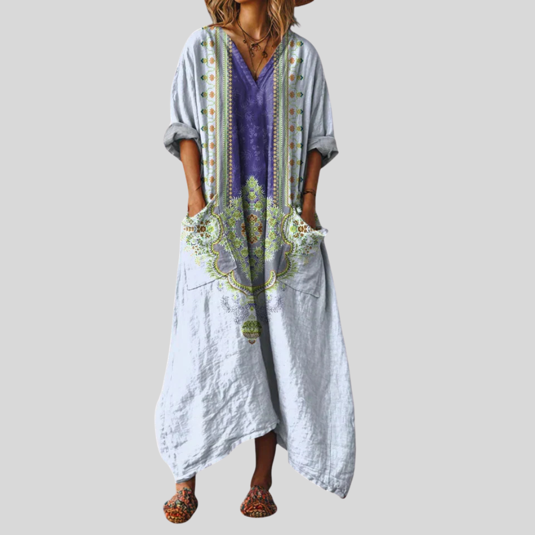 Solenya | Womens Paisley Print Pocket Maxi Dress