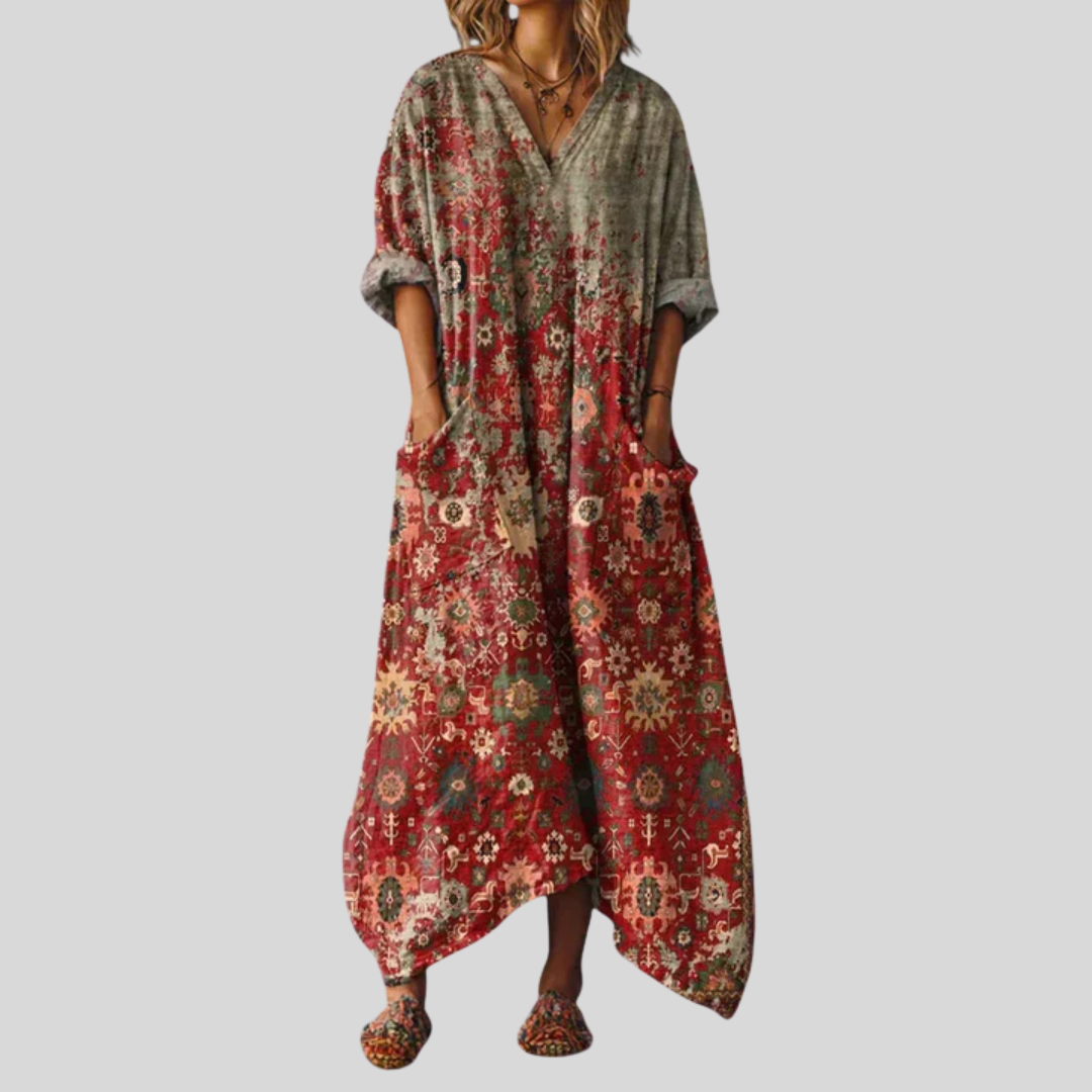 Solenya | Womens Paisley Print Pocket Maxi Dress