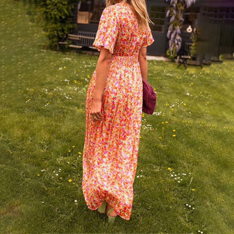 Poppy | Womens Floral Print Ruched Waist Maxi Dress