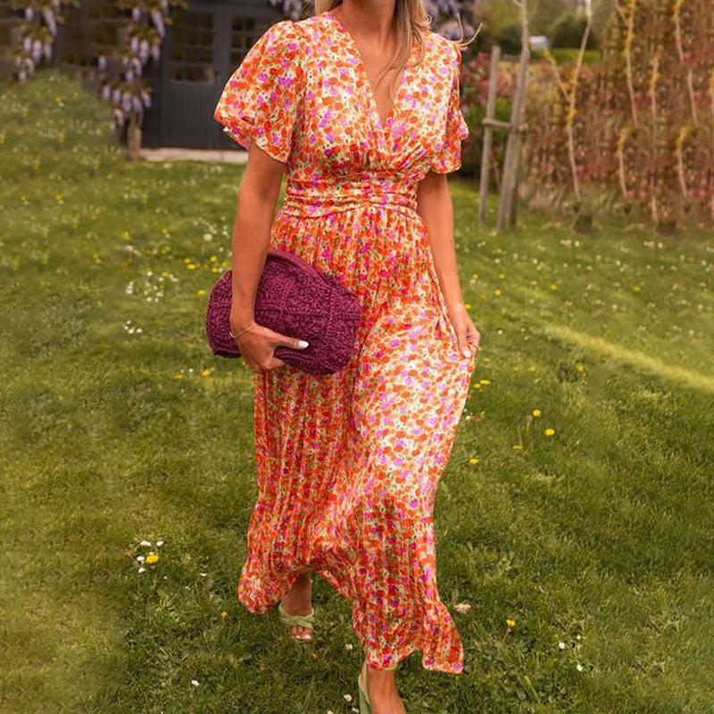 Poppy | Womens Floral Print Ruched Waist Maxi Dress