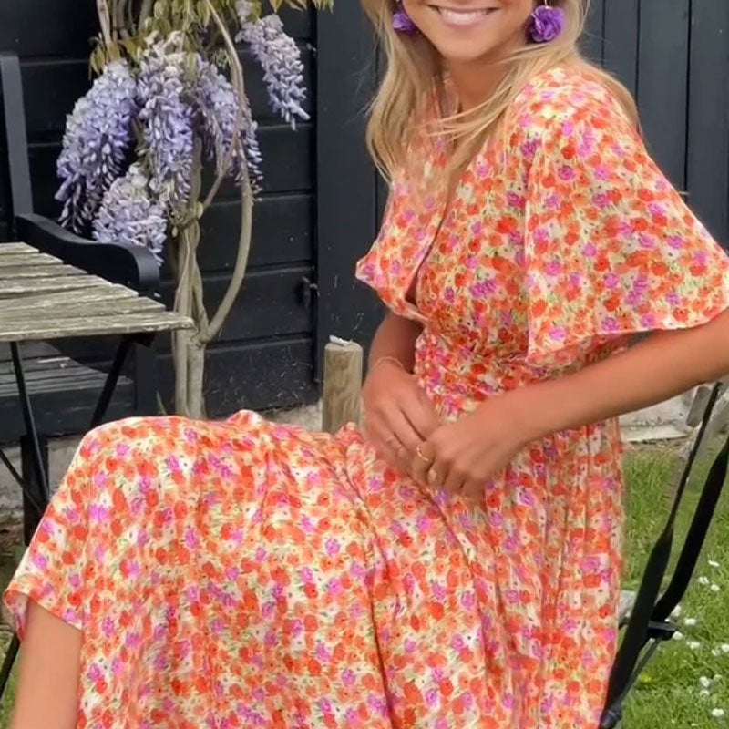 Poppy | Womens Floral Print Ruched Waist Maxi Dress