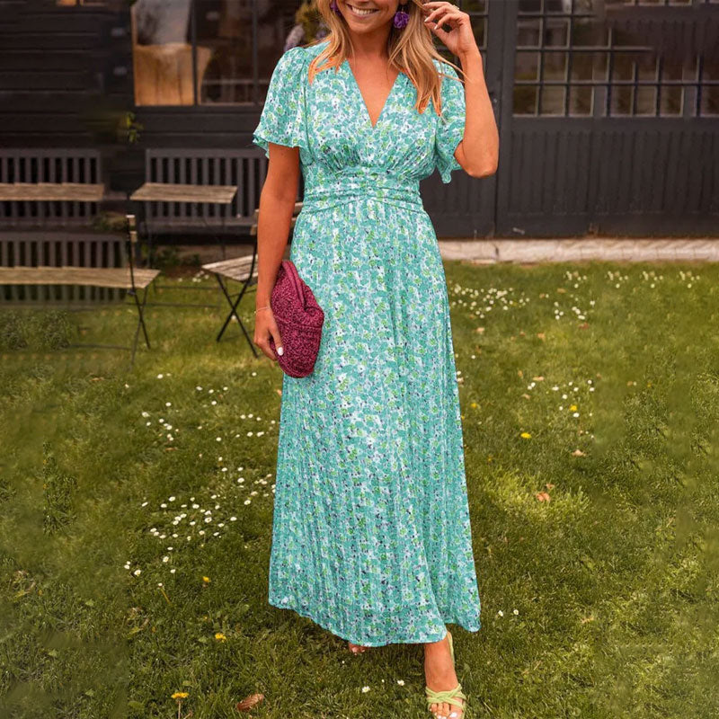 Poppy | Womens Floral Print Ruched Waist Maxi Dress