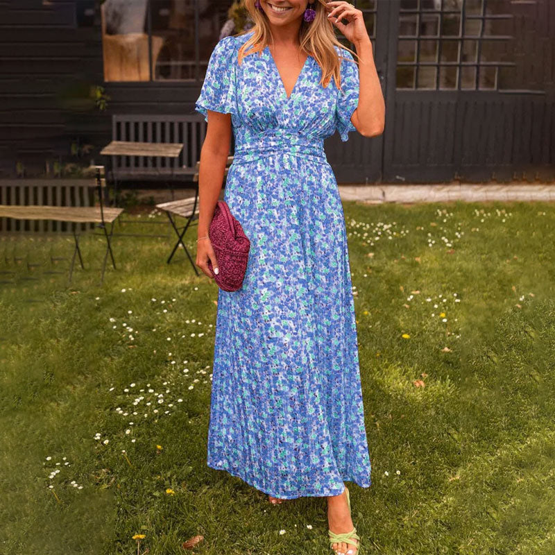 Poppy | Womens Floral Print Ruched Waist Maxi Dress