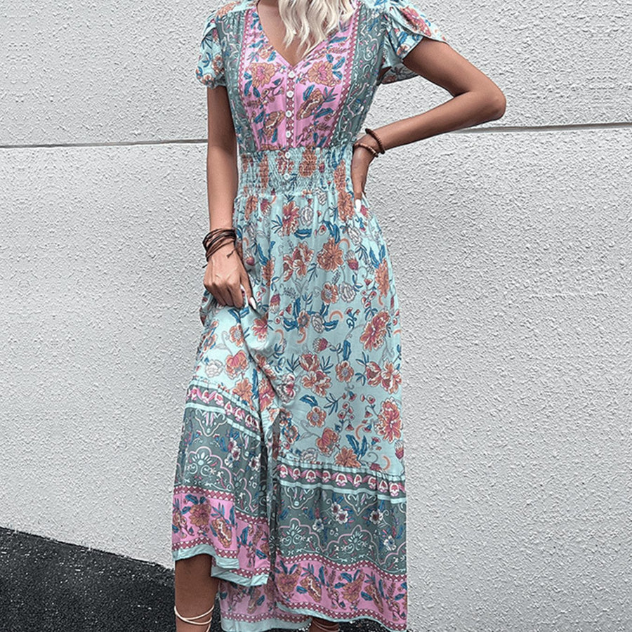 Stella | Boho Smocked Waist Floral Dress
