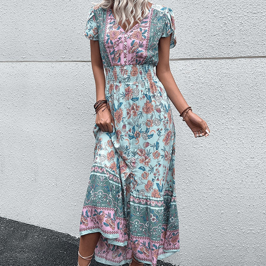 Stella | Boho Smocked Waist Floral Dress
