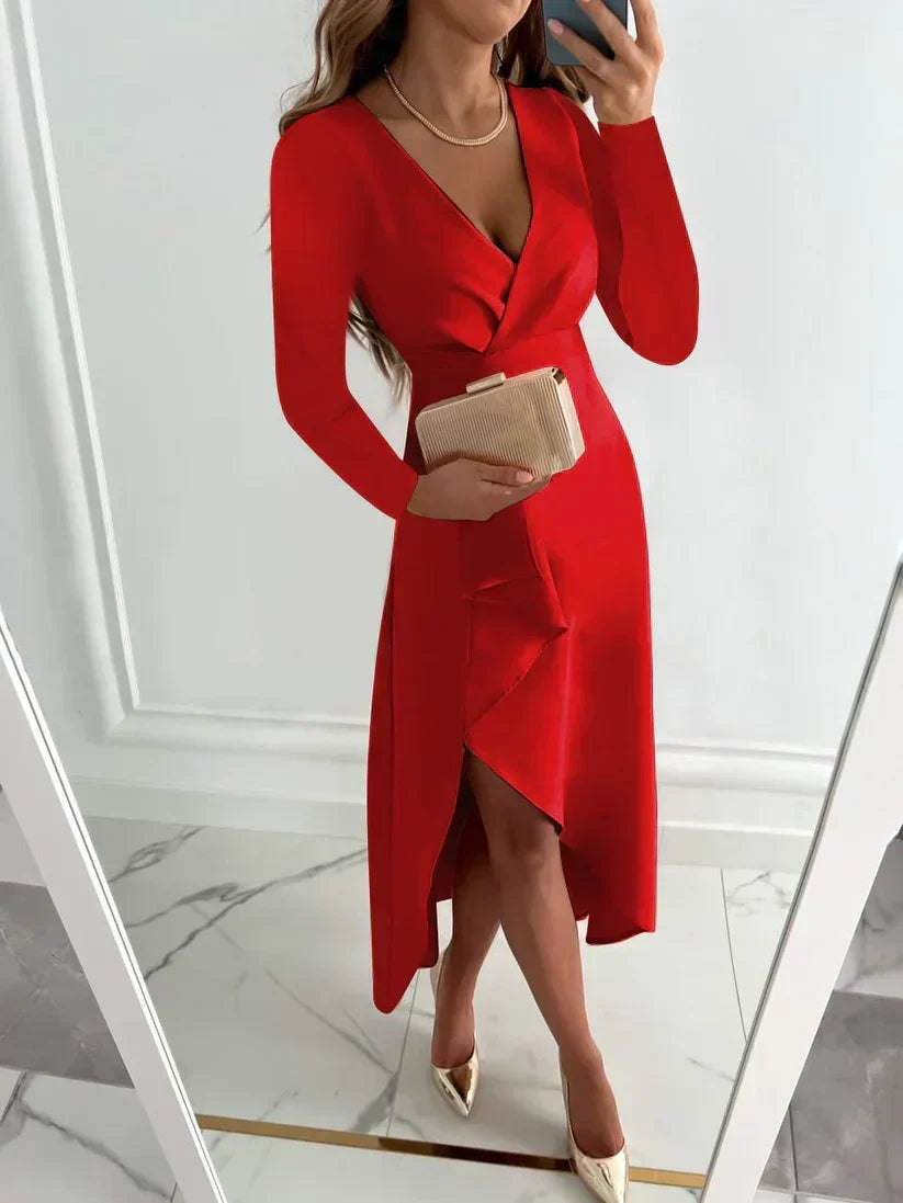Bridget | Wrap V-Neck Cocktail Midi Dress