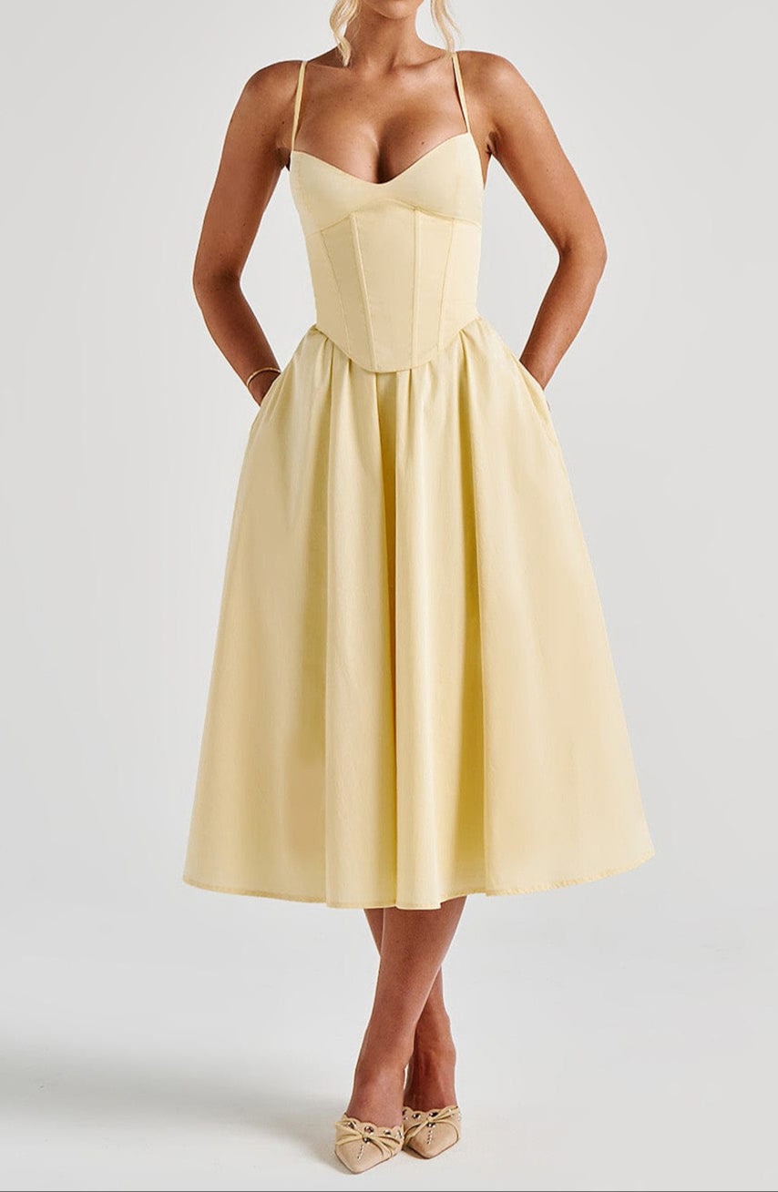 Primrose | Christmas Corset Midi Party Dress