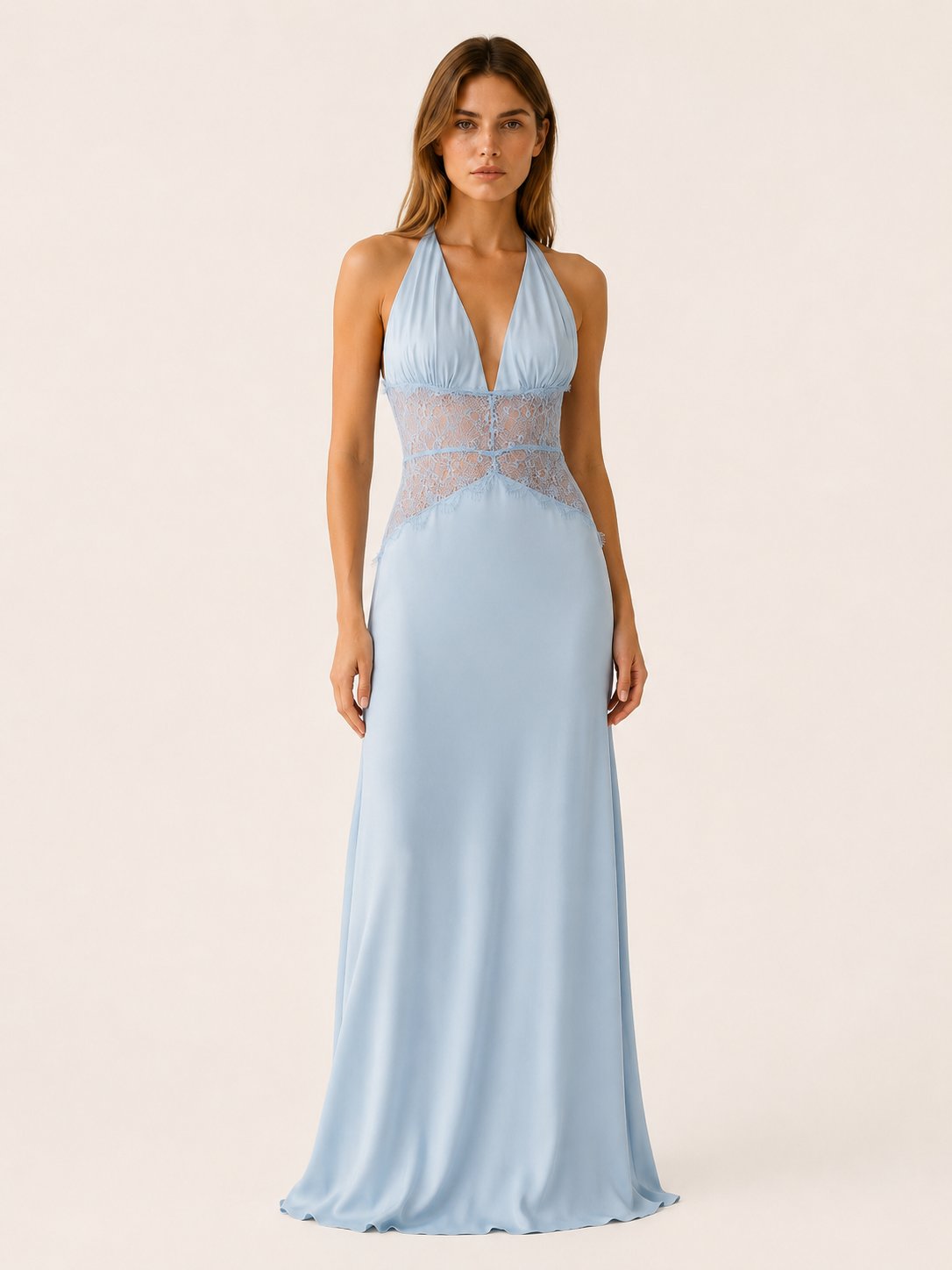 Nadia | Backless Deep Plunge Evening Dress