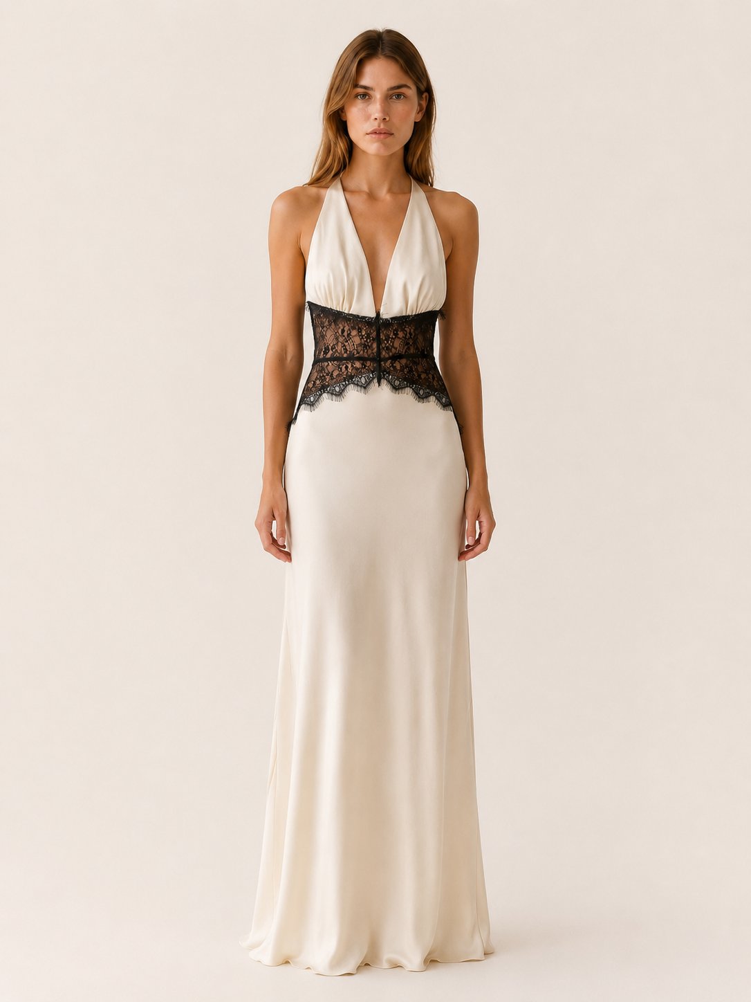 Nadia | Backless Deep Plunge Evening Dress