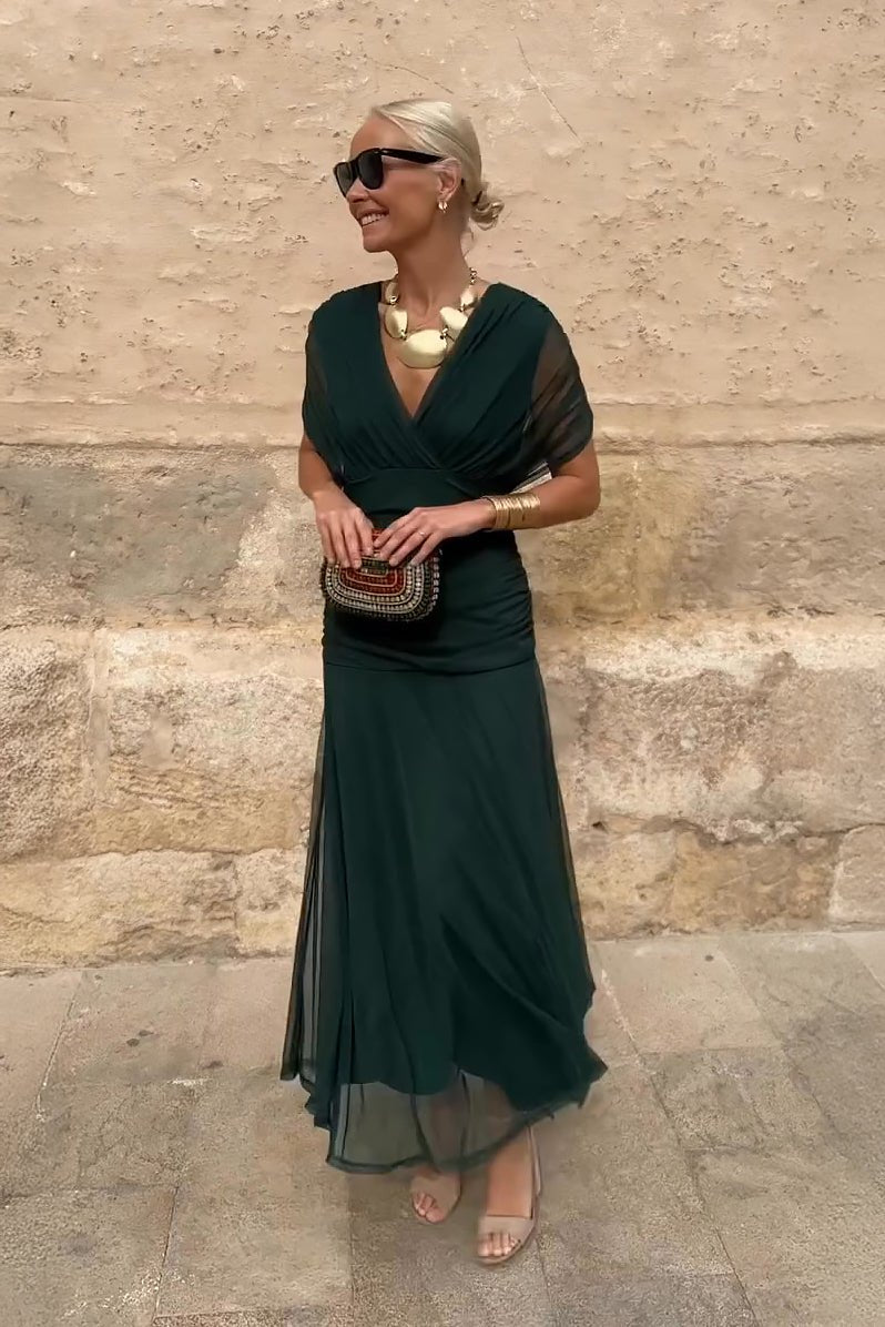 Wren | Elegant Pleated Chiffon Evening Dress
