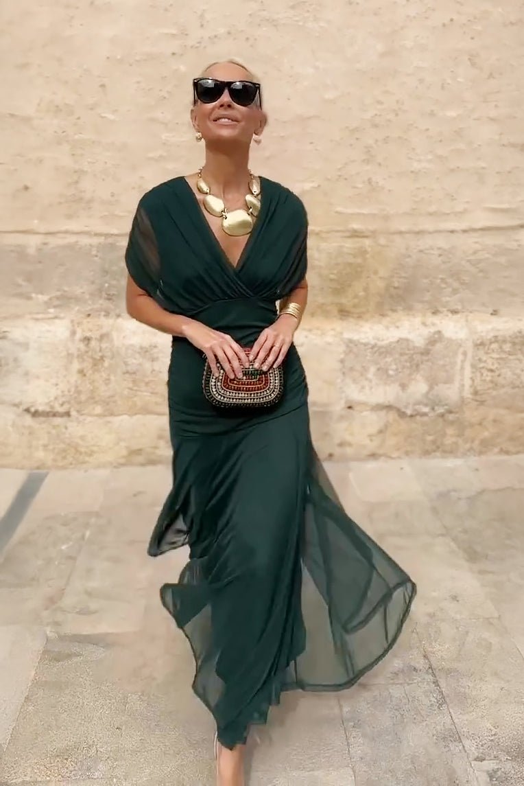 Wren | Elegant Pleated Chiffon Evening Dress