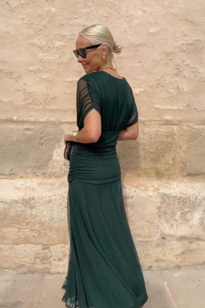 Wren | Elegant Pleated Chiffon Evening Dress
