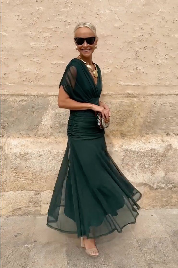 Wren | Elegant Pleated Chiffon Evening Dress