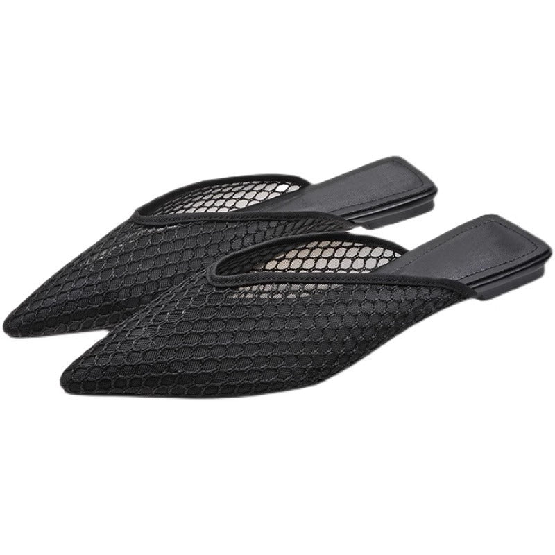 Coco | Fishnet Pointed Toe Mules