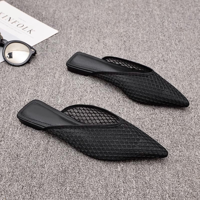 Coco | Fishnet Pointed Toe Mules