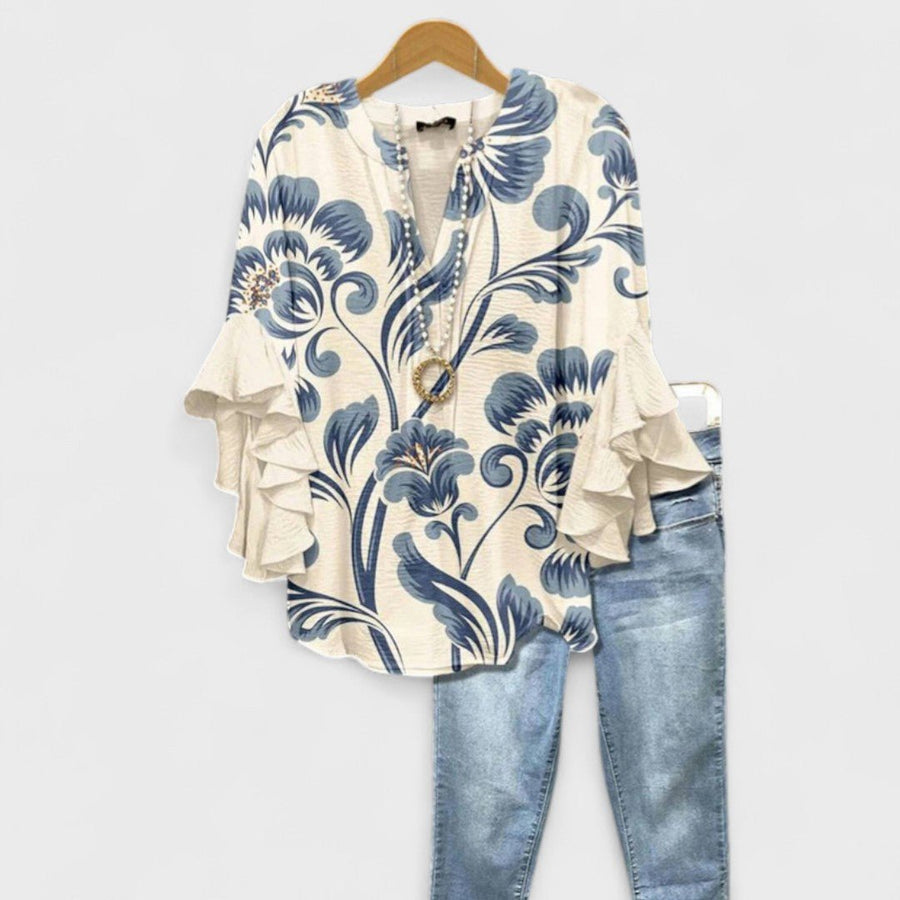 Penelope | Floral Ruffle Sleeve Blouse