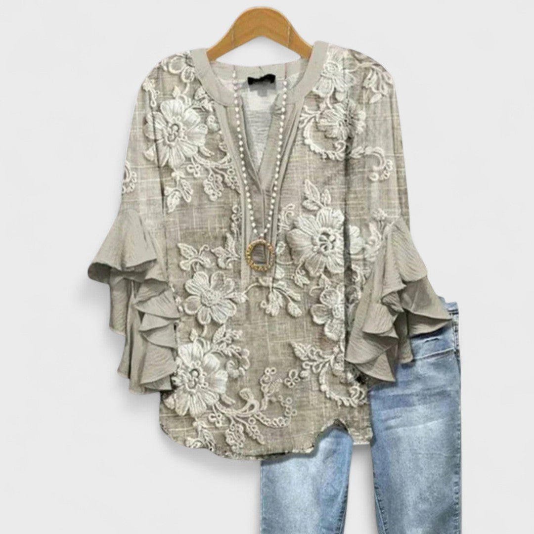 Penelope | Floral Ruffle Sleeve Blouse
