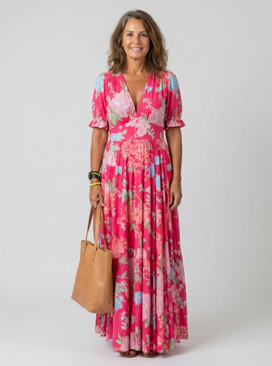 Genevieve | Flutter Sleeve Floral Maxi Dress