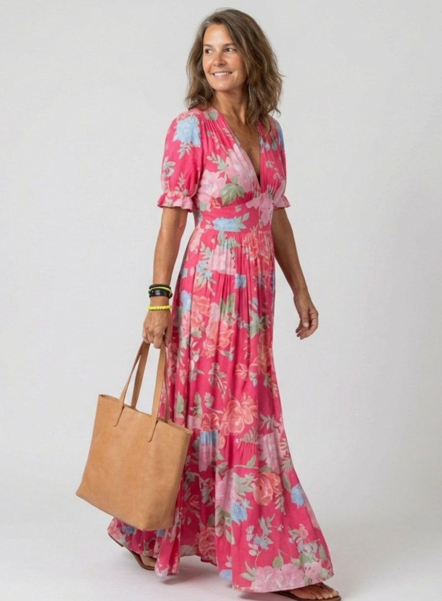 Genevieve | Flutter Sleeve Floral Maxi Dress