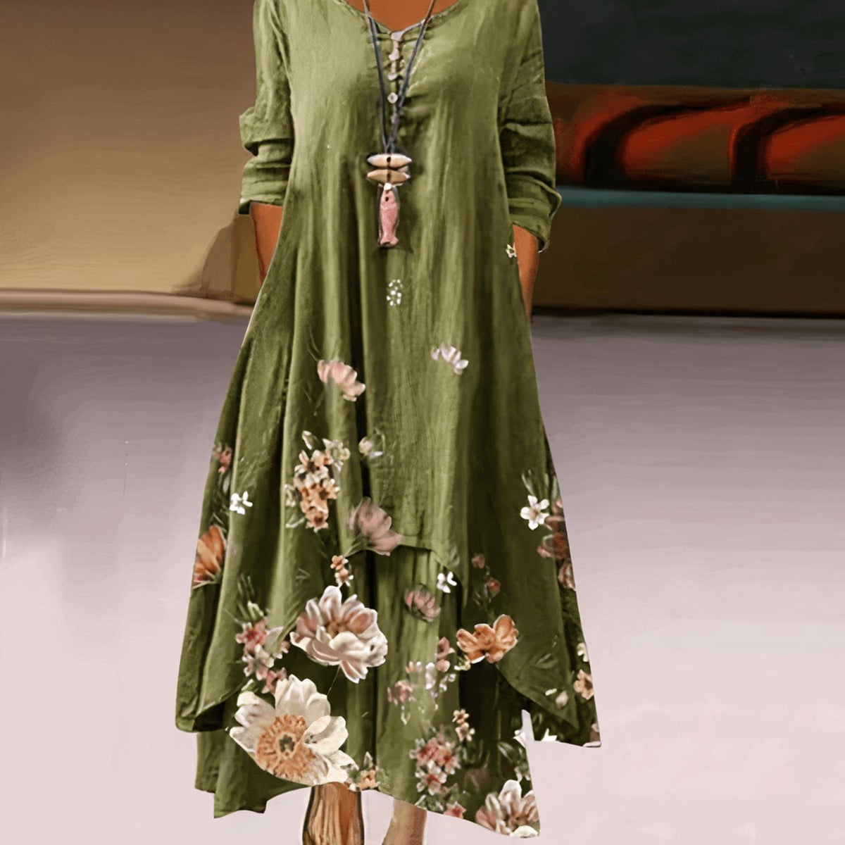 Florence | Long Sleeve Floral Maxi Dress