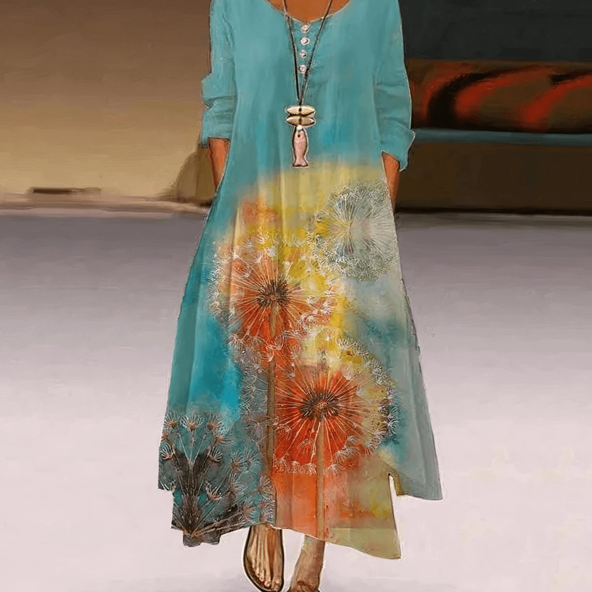 Florence | Long Sleeve Floral Maxi Dress