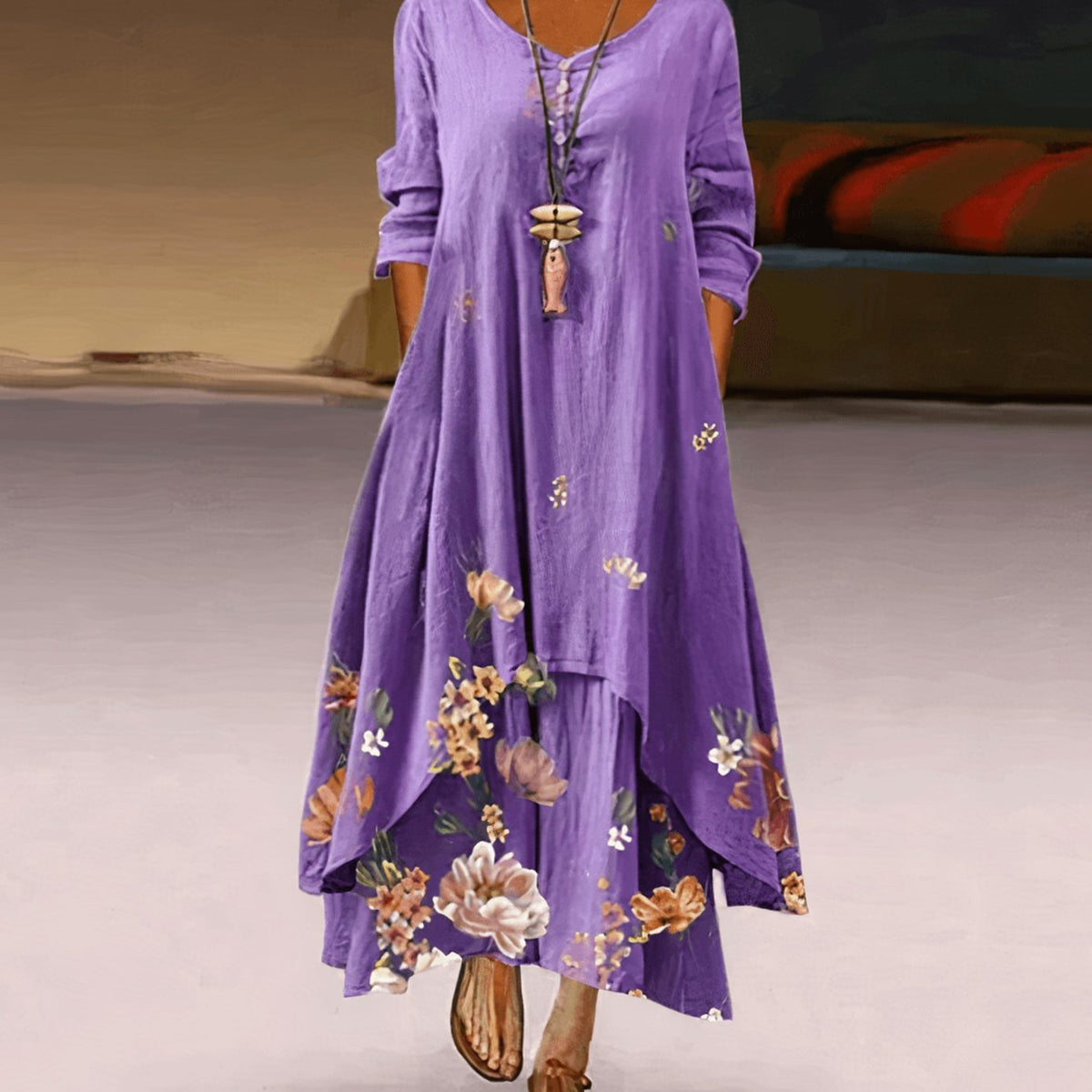 Florence | Long Sleeve Floral Maxi Dress