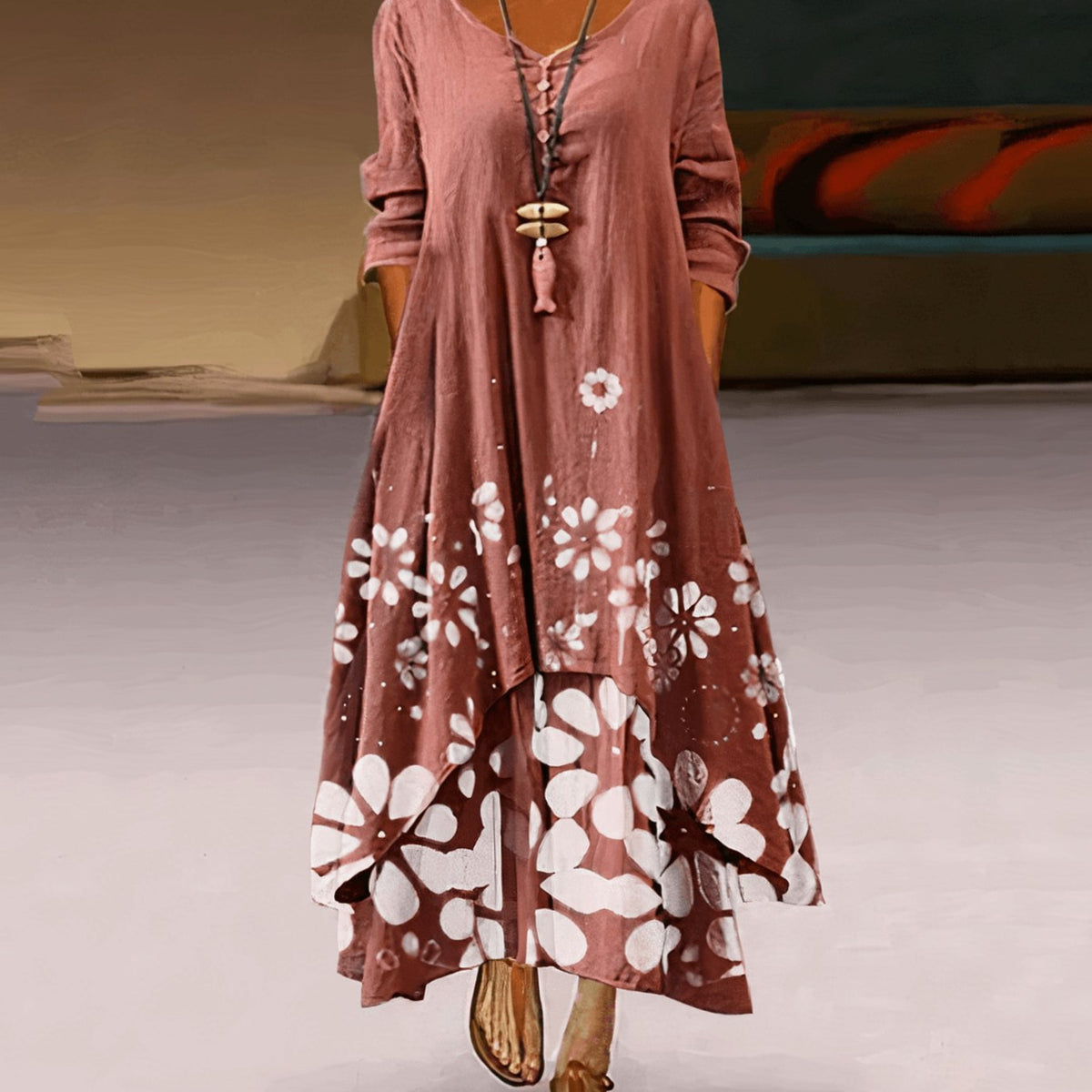 Florence | Long Sleeve Floral Maxi Dress