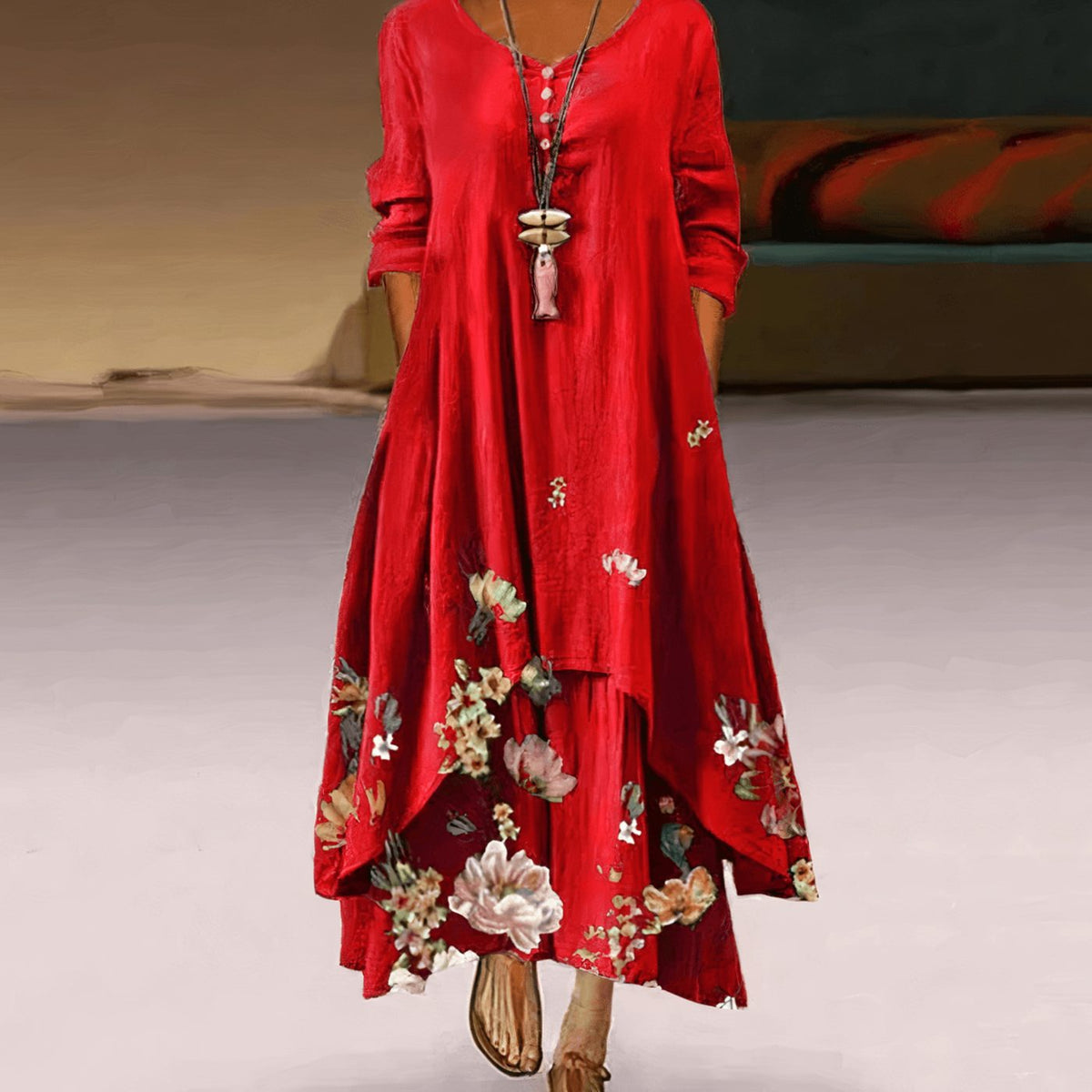 Florence | Long Sleeve Floral Maxi Dress