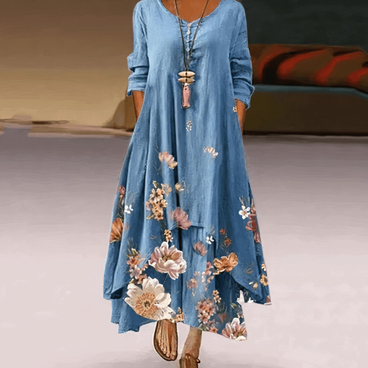 Florence | Long Sleeve Floral Maxi Dress