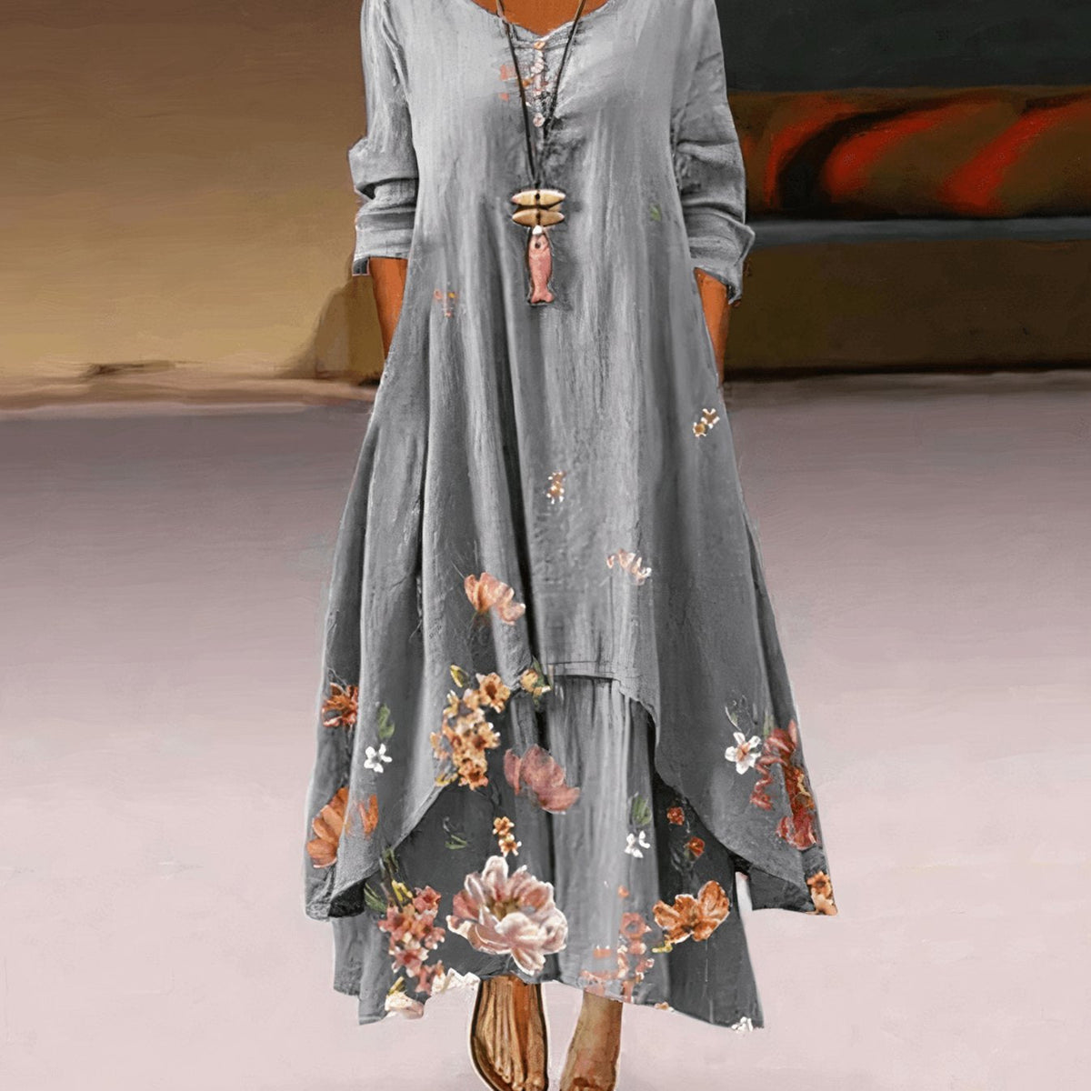 Florence | Long Sleeve Floral Maxi Dress