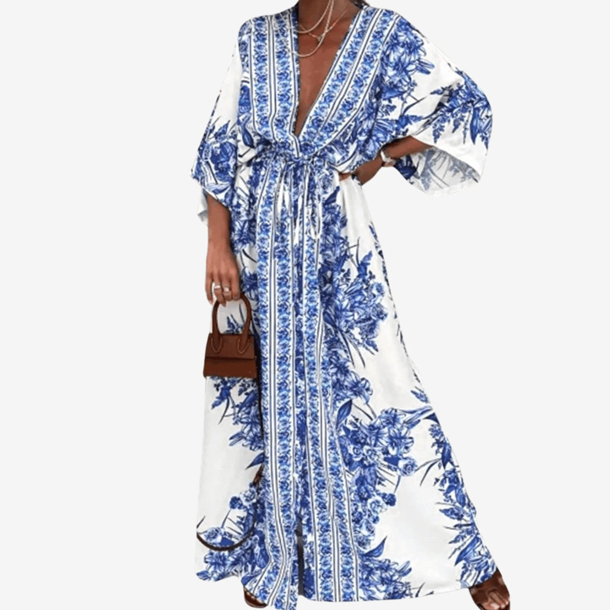 Beatrice | Deep V-Neck Floral Maxi Dress