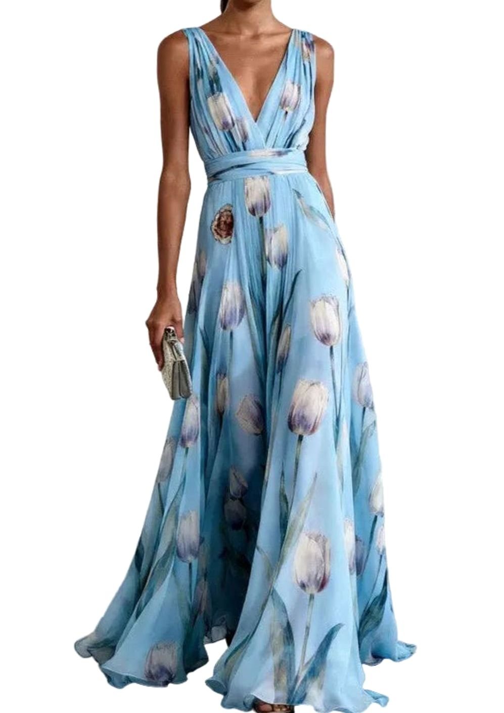 Iris | Floral Chiffon Maxi Party Dress