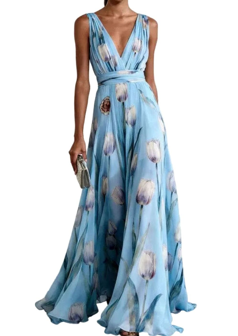 Iris | Floral Chiffon Maxi Party Dress